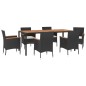 vidaXL 7-tlg. Garten-Essgruppe mit Kissen Schwarz Poly Rattan vidaXL 7-tlg. Garten-Essgruppe mit Kissen Schwarz Poly Rattan