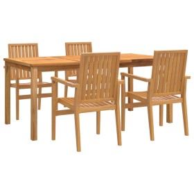 vidaXL 5-tlg. Garten-Essgruppe Massivholz Teak