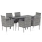 vidaXL 7-tlg. Garten-Essgruppe mit Kissen Anthrazit Poly Rattan vidaXL 7-tlg. Garten-Essgruppe mit Kissen Anthrazit Poly Rattan