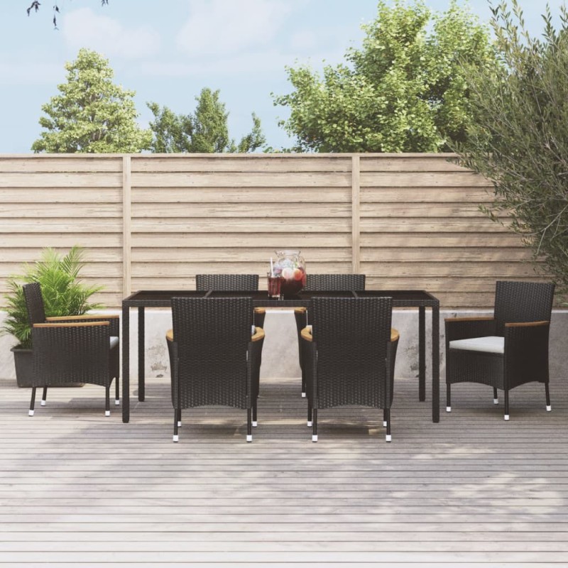 vidaXL 7-tlg. Garten-Essgruppe mit Kissen Schwarz Poly Rattan vidaXL 7-tlg. Garten-Essgruppe mit Kissen Schwarz Poly Rattan