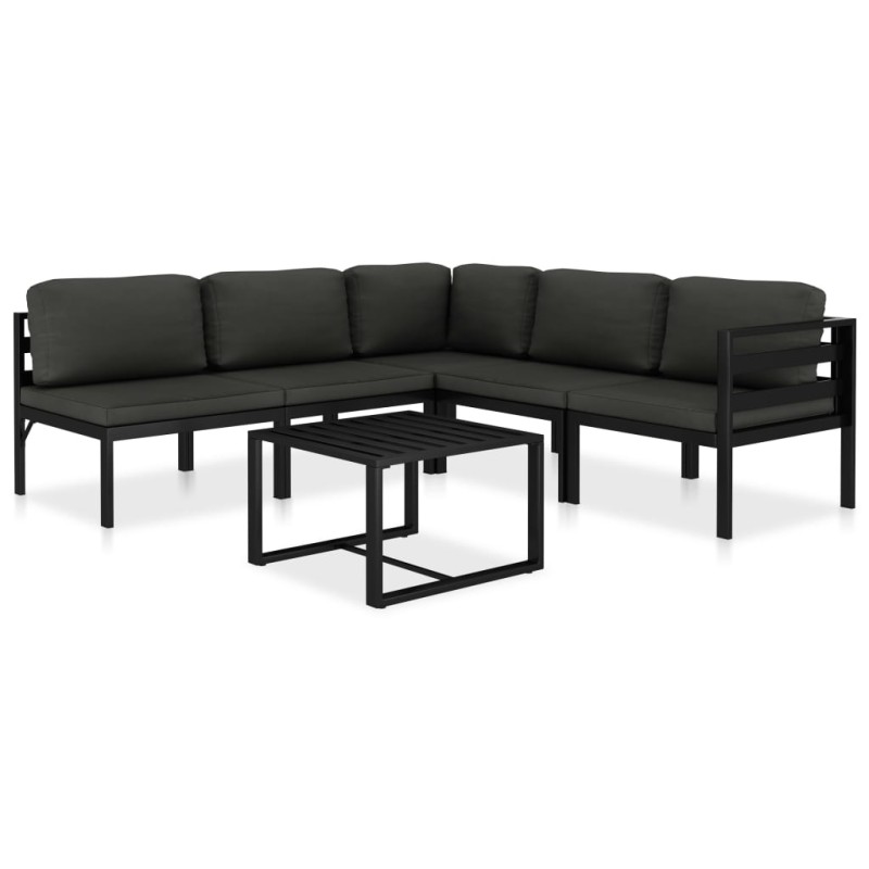 vidaXL 6-tlg. Garten-Lounge-Set mit Kissen Aluminium Anthrazit vidaXL 6-tlg. Garten-Lounge-Set mit Kissen Aluminium Anthrazit
