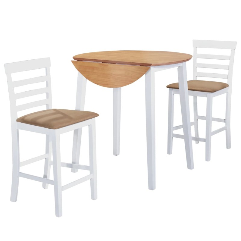 vidaXL Bartisch mit Stühlen 3-tlg. Massivholz Natur und Weiß vidaXL Bartisch mit Stühlen 3-tlg. Massivholz Natur und Weiß
