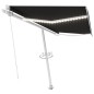 vidaXL Markise Manuell Einziehbar mit LED 400x350 cm Anthrazit vidaXL Markise Manuell Einziehbar mit LED 400x350 cm Anthrazit