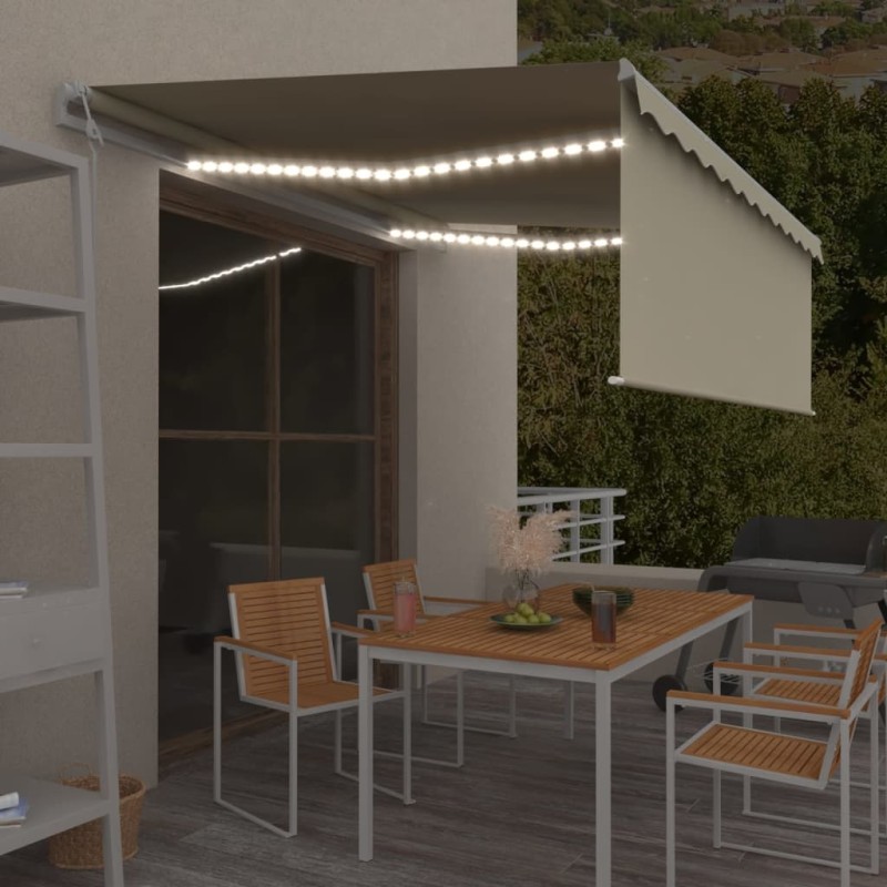 vidaXL Markise Automatisch mit Rollo LED Windsensor 4x3 m Creme vidaXL Markise Automatisch mit Rollo LED Windsensor 4x3 m Creme