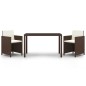 vidaXL 3-tlg. Garten-Essgruppe mit Kissen Poly Rattan Braun vidaXL 3-tlg. Garten-Essgruppe mit Kissen Poly Rattan Braun