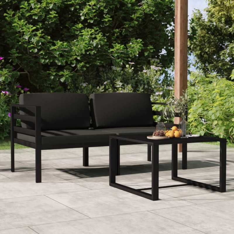 vidaXL 3-tlg. Garten-Lounge-Set mit Kissen Aluminium Anthrazit vidaXL 3-tlg. Garten-Lounge-Set mit Kissen Aluminium Anthrazit