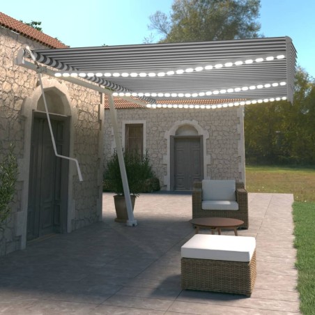 vidaXL Automatische Markise mit LED & Windsensor 600x350 Blau und Weiß