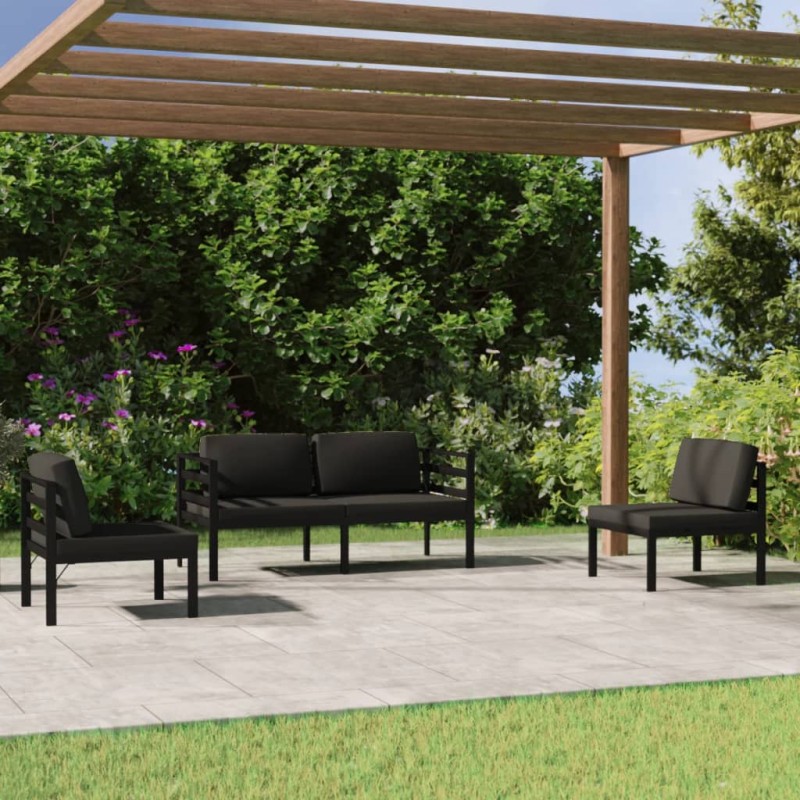 vidaXL 4-tlg. Garten-Lounge-Set mit Kissen Aluminium Anthrazit vidaXL 4-tlg. Garten-Lounge-Set mit Kissen Aluminium Anthrazit