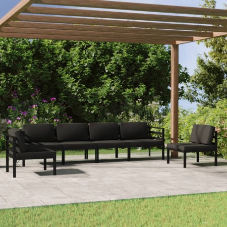 vidaXL 6-tlg. Garten-Lounge-Set mit Kissen Aluminium Anthrazit