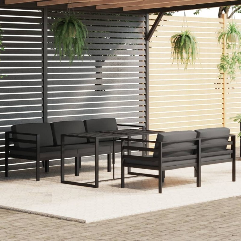 vidaXL 6-tlg. Garten-Lounge-Set mit Kissen Aluminium Anthrazit vidaXL 6-tlg. Garten-Lounge-Set mit Kissen Aluminium Anthrazit