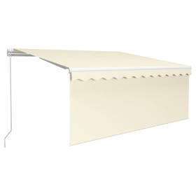vidaXL Markise Manuell Einziehbar mit Rollo & LED 3x2,5 m Creme  