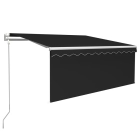 vidaXL Markise Automatisch mit Rollo LED Windsensor 3x2,5 m Anthrazit  