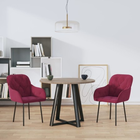 vidaXL Esszimmerstühle 2 Stk. Weinrot Samt