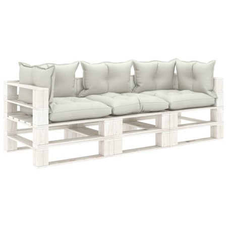 vidaXL Garten-Palettensofa 3-Sitzer mit Kissen in Beige Holz