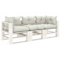 vidaXL Garten-Palettensofa 3-Sitzer mit Kissen in Beige Holz vidaXL Garten-Palettensofa 3-Sitzer mit Kissen in Beige Holz