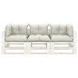 vidaXL Garten-Palettensofa 3-Sitzer mit Kissen in Beige Holz vidaXL Garten-Palettensofa 3-Sitzer mit Kissen in Beige Holz