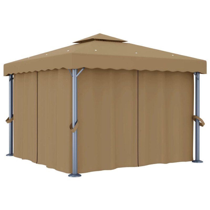 vidaXL Pavillon mit Vorhang 3x3 m Taupe Aluminium vidaXL Pavillon mit Vorhang 3x3 m Taupe Aluminium