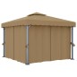 vidaXL Pavillon mit Vorhang 3x3 m Taupe Aluminium vidaXL Pavillon mit Vorhang 3x3 m Taupe Aluminium