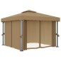 vidaXL Pavillon mit Vorhang 3x3 m Taupe Aluminium vidaXL Pavillon mit Vorhang 3x3 m Taupe Aluminium