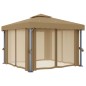 vidaXL Pavillon mit Vorhang 3x3 m Taupe Aluminium vidaXL Pavillon mit Vorhang 3x3 m Taupe Aluminium