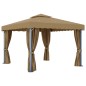 vidaXL Pavillon mit Vorhang 3x3 m Taupe Aluminium vidaXL Pavillon mit Vorhang 3x3 m Taupe Aluminium
