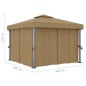 vidaXL Pavillon mit Vorhang 3x3 m Taupe Aluminium vidaXL Pavillon mit Vorhang 3x3 m Taupe Aluminium