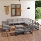 vidaXL 12-tlg. Garten-Lounge-Set Grau Kiefer Massivholz vidaXL 12-tlg. Garten-Lounge-Set Grau Kiefer Massivholz