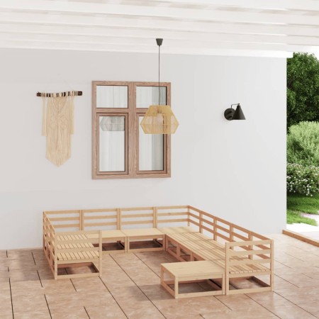 vidaXL 11-tlg. Garten-Lounge-Set Massivholz Kiefer