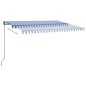 Automatische Markise mit LED Windsensor 400x300 cm Blau Weiß Automatische Markise mit LED Windsensor 400x300 cm Blau Weiß