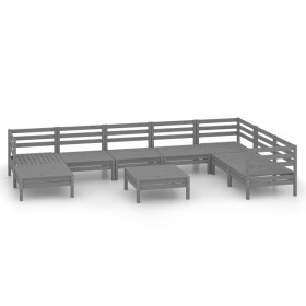 vidaXL 9-tlg. Garten-Lounge-Set Massivholz Kiefer Grau