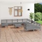 vidaXL 12-tlg. Garten-Lounge-Set Grau Massivholz Kiefer vidaXL 12-tlg. Garten-Lounge-Set Grau Massivholz Kiefer