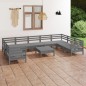 vidaXL 10-tlg. Garten-Lounge-Set Grau Massivholz Kiefer vidaXL 10-tlg. Garten-Lounge-Set Grau Massivholz Kiefer