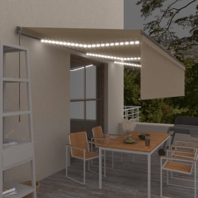 vidaXL Markise Manuell Einziehbar mit Rollo & LED 6x3 m Creme