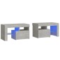 vidaXL Nachttische 2 Stk. mit LED-Leuchten Betongrau 70x36,5x40 cm vidaXL Nachttische 2 Stk. mit LED-Leuchten Betongrau 70x36,5x40 cm