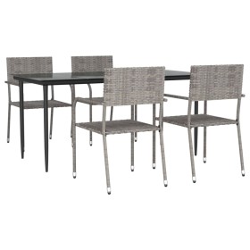vidaXL 5-tlg. Garten-Essgruppe Grau Poly Rattan