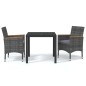 vidaXL 3-tlg. Garten-Essgruppe mit Kissen Poly Rattan Grau vidaXL 3-tlg. Garten-Essgruppe mit Kissen Poly Rattan Grau