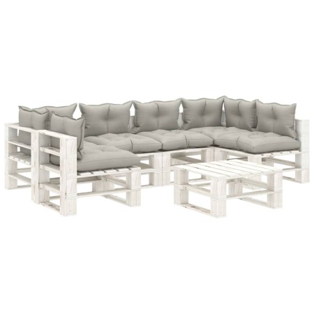vidaXL 7-tlg. Garten-Lounge-Set Paletten mit Kissen in Taupe Holz