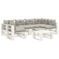 vidaXL 7-tlg. Garten-Lounge-Set Paletten mit Kissen in Taupe Holz vidaXL 7-tlg. Garten-Lounge-Set Paletten mit Kissen in Taupe Holz
