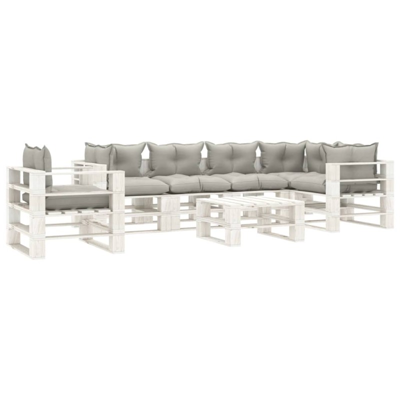 vidaXL 7-tlg. Garten-Lounge-Set Paletten mit Kissen in Taupe Holz vidaXL 7-tlg. Garten-Lounge-Set Paletten mit Kissen in Taupe Holz