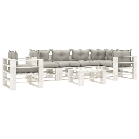 vidaXL 7-tlg. Garten-Lounge-Set Paletten mit Kissen in Taupe Holz