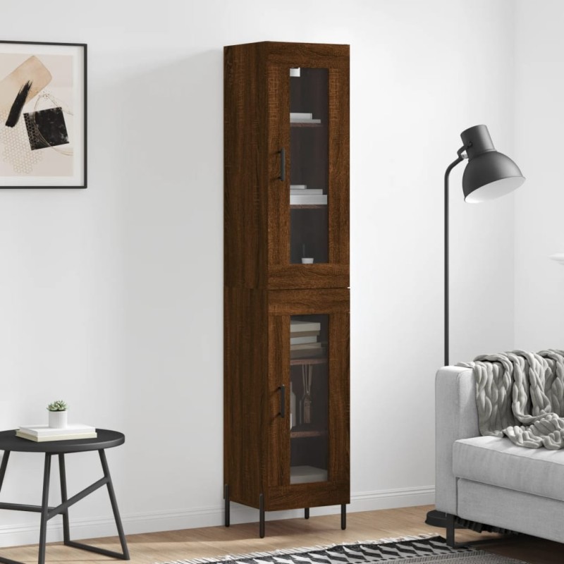 Highboard Braun Eichen-Optik 34,5x34x180 cm Holzwerkstoff Highboard Braun Eichen-Optik 34,5x34x180 cm Holzwerkstoff