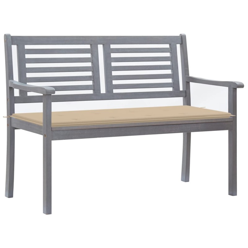 vidaXL 2-Sitzer-Gartenbank mit Auflage 120 cm Grau Eukalyptusholz vidaXL 2-Sitzer-Gartenbank mit Auflage 120 cm Grau Eukalyptusholz
