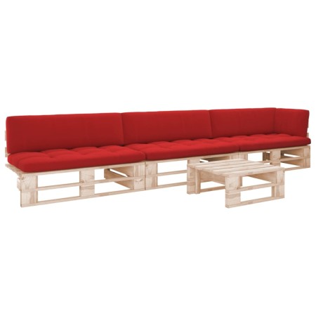 vidaXL 4-tlg. Paletten-Lounge-Set mit Kissen Imprägniertes Kiefernholz