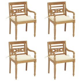 vidaXL Batavia-Stühle mit Kissen 4 Stk. Massivholz Teak
