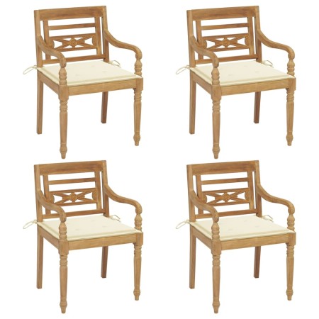 vidaXL Batavia-Stühle mit Kissen 4 Stk. Massivholz Teak