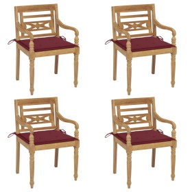 vidaXL Batavia-Stühle mit Kissen 4 Stk. Massivholz Teak