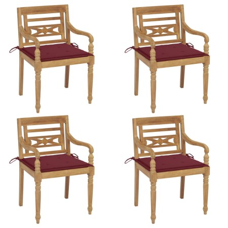 vidaXL Batavia-Stühle mit Kissen 4 Stk. Massivholz Teak