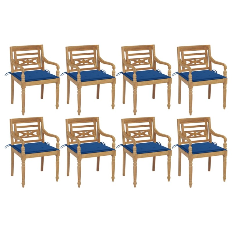 vidaXL Batavia-Stühle mit Kissen 8 Stk. Massivholz Teak vidaXL Batavia-Stühle mit Kissen 8 Stk. Massivholz Teak