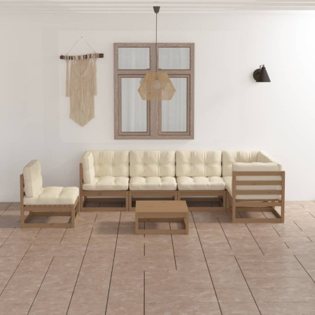 vidaXL 7-tlg. Garten-Lounge-Set mit Kissen Massivholz Kiefer