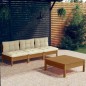 vidaXL 4-tlg. Garten-Lounge-Set mit Creme Kissen Kiefernholz vidaXL 4-tlg. Garten-Lounge-Set mit Creme Kissen Kiefernholz